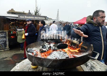 Weihnachtsmarkt in Honfleur - Calvados - Frankreich Stockfoto