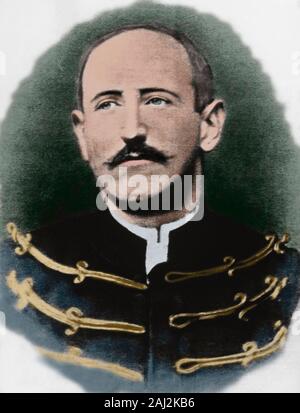 Alfred Dreyfus (1859-1935). Der französische Offizier. Er wurde nach dem Krieg Ministerium zugewiesen, wenn, im Jahr 1894, der Verkauf von militärische Geheimnisse an das Deutsche Militär beschuldigt wurde. Fotografie kurz nach seiner Degradierung. Später Färbung. Stockfoto