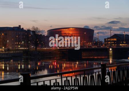 Abends mal in Liepaja, Lettland. Stockfoto