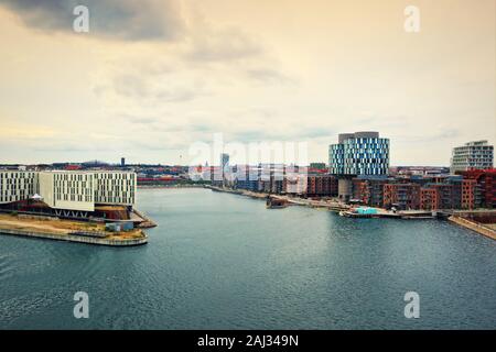 Kopenhagen die Skyline der Stadt vom Hafen an einem bewölkten Tag im August, Dänemark. Bild auf August 9 2019 gesehen Stockfoto