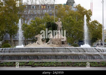 Fuente de Neptuno in Madrid, Spanien. Neptunbrunnen Stockfoto