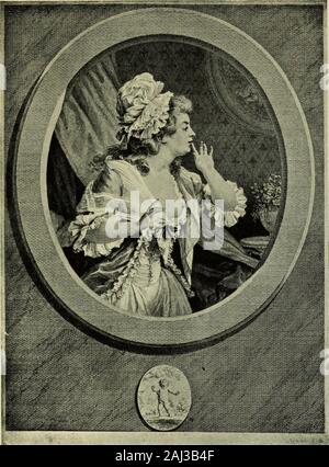 Fragonard, Moreau le Jeune und Französischen Graveure, etchers und Illustratoren der späteren XVIII Jahrhundert. LI. AUGUSTIN DE ST. AUBIN. AU * SOYEZ DISKRET. original Gravur. LII. AUGUSTIN DE ST. AUBIN. COMPTEZ SERMENTS SURMES. ORIGINAL GRAVUR diese Platte und die Vorhergehenden stellen St. Aubin und seine Frau Stockfoto