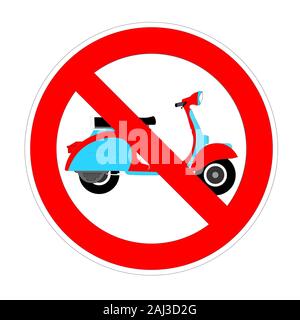 Kein moped oder Roller Verboten Schild, rotes Verbotssymbol Stockfoto