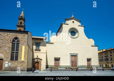 Florenz, Italien - Juni 5, 2019: die Basilika di Santo Spirito (Basilika des Heiligen Geistes) ist eine Kirche mit Blick auf den Marktplatz mit dem gleichen Namen. Die int Stockfoto