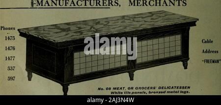 Kanadische Lebensmittelhändler Januar-Juni 1910. IN Gläsern und Dosen PREIS LISTE KANN AUF ANTRAG, DER UNS ODER ROSE & LAFLAMME, begrenzte, Agent, für Quebec und Ontario Montreal Toronto Die W. A. Freeman Co., Limited ich - HERSTELLER, HÄNDLER. Nr. 08 Fleisch, oder Lebensmittelgeschäft DELICATESSENWhite Kacheln, brüniert Metall Beine. Zähler, Stille Verkäufer, tragbare Büros, Oyster Schränke, etc. Schreiben Sie bitte Katalog Hamilton, Kanada Die kanadische Lebensmittelhändler seine in der Brauindustrie! Stockfoto