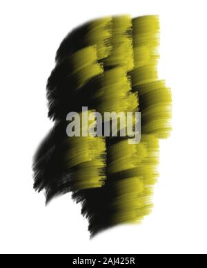 Digitale Pinsel malen in Gelb und Schwarz gehalten. Multi Color Pinselstrichen von Farbe auf weißem Hintergrund. Abstrakte zeitgenössische Schöpfung Stockfoto
