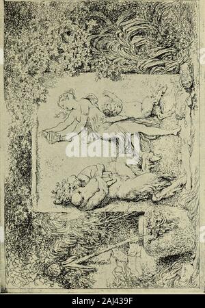 Fragonard, Moreau le Jeune und Französischen Graveure, etchers und Illustratoren der späteren XVIII Jahrhundert. F I II. JEAN HONORE FRAGONARD. RELIEF MIT EINEM SATYR FAMILYDANCING. ORIGINAL RADIERUNG. Iii. JEANHONOREFRAGONARD. Relief mit einem Satyr FAMILIE: Die säuglinge Einführung. ORIGINAL RADIERUNG Stockfoto