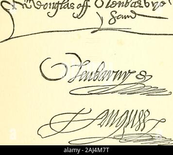 Eine Geschichte des Hauses der Douglas von den frühesten Zeiten bis in die Legislative der Union von England und Schottland. Ied vor seinem Vater, und die Nachfolge war nie verändert. Am 8. April 1591 Angus schrieb von Glenbervie andie Earl von Morton [Ivii.], um ihm mitzuteilen, daß er die Könige hadreceived Ladung in Edinburgh fürdie Versuch von Sic personis teilzunehmen, da hes mischewous ettellit^^ zweitausend Pfund war die Summe erhalten, für Repa) theTown Tnent der Rat wiederholt die loth und n-te Earls geklagt; aber das Verfahren? wurden immer von der König, der die Schulden quittiert gestoppt, aber notdi Stockfoto