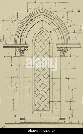 Eine Analyse der gotischen Architektur illustriert durch eine Reihe von nach oben von sieben hundert Beispiele für Türen, Fenster, Verkleidungen, Dächer, Bögen, Kreuze, Panels, Strebepfeiler, Sitze, Bildschirme, etc., und begleitet von Bemerkungen zu den verschiedenen Details eines kirchlichen Gebäudes. Stockfoto