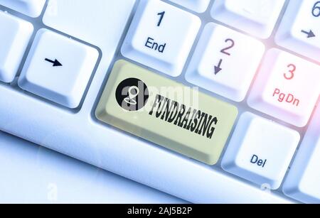 Text zeichen Fundraising angezeigt. Business Foto Text handeln, der das Sammeln oder die Herstellung von Geld für einen bestimmten Zweck. Stockfoto