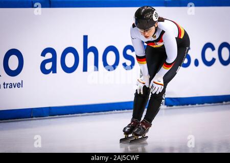 Dresden, Deutschland, Februar 03, 2019: Bianca Walter von Deutschland während der ISU-Short Track Speed Skating Wm Stockfoto