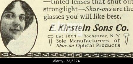 Der Literary Digest. Sie sind ebenso effizient wie youreyes und der einzige Weg, dass ihre Augen sind toknow reallyefficient ist, um Sie hundesport - ed. Wenn Sie eine Brille benötigen, für Shell tex Umrandet Schur - auf Brillen und Brillen Qualität außer Frage&lt;=3 ohne größere Kosten t^stilvoll im Design, Shur-onsattract vorteilhafte Aufmerksamkeit; optisch richtig, Sie improveyour Vision; mechanisch rechts, sind Sie komfortabel sichern. Ausgestattet - auf withShur yosM^ Linsen - getönte Linsen, outstrong Licht abschalten - schur-ons aretiQglasses Ihnen am Besten gefällt. £. Kirstein Söhne Co. (-J Esl l 86 -" - Rochester, N. V, K? 7), So Stockfoto