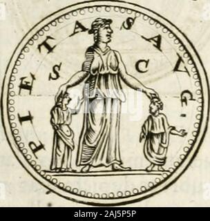 Veterum Romanorum Religio castrametatio, disciplina militaris Ut&balneae ex Antiquis numismatibus & lapidibus demonstrata. Stockfoto