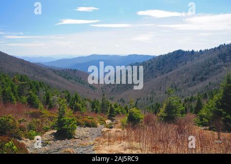 Blick in das Tal von Kephardt der Appalachian Trail in der Nähe von Charlie's Bunion in der Great Smoky Mountains Stockfoto