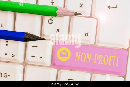 Handschrift text Non Profit. Konzeptionelle Foto nicht durchgeführt oder die in erster Linie profit Organisation zu machen Stockfoto