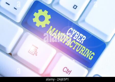 Schreiben Hinweis Übersicht Cyber Herstellung. Business Konzept für transformative Konzept, welches die Übersetzung der Daten Ziele Stockfoto