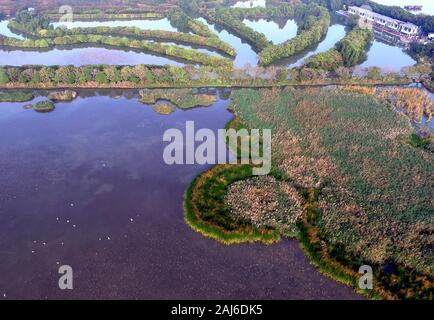 Guangzhou, China. 02 Jan, 2020. Die vogelperspektive von nansha Wetland Park in Guangzhou, Guangdong, China 02th Januar, 2020 (Photo von TPG/cnsphotos) Credit: TopPhoto/Alamy leben Nachrichten Stockfoto