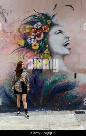 Street-art-für-Jeandedicu-Central - Bezirk Hong Kong Stockfoto