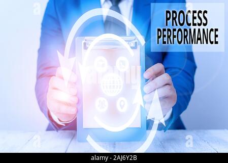 Schreiben Hinweis Übersicht Prozess Perforanalysisce. Business Konzept für Maß dafür, wie effizient oder effektiv ein Prozess Stockfoto