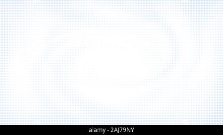 Abstrakter hellblauer Halbtonwirbelhintergrund auf weiß mit Kopierraum. Kreatives Punktmuster, Designvorlage und Abbildung. Stockfoto