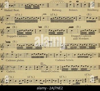 Ein Wörterbuch der musikalisch mit nach oben 9000 Deutsch, Englisch, Französisch, Italienisch, Latein und Griechisch Wörter und Sätze, die durch Regeln für die Aussprache des Italienischen, Deutschen und Französischen vorangestellt;. Zurück drehen. Balancement Beat. Gnade.. Rutsche. Chute et Pincé. Rutsche. (DA). Stockfoto