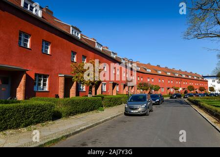 Wohnhäuser, Hüsung, Hufeisensiedlung, Britz, Neukölln, Berlin, Deutschland Stockfoto