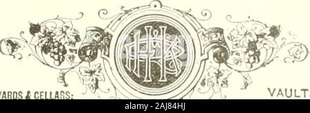 Pacific Wein und Geist. Harris, Kingston & l Reynolds, Winzer, Brenner und Händler in reinen Kalifornien Weine & EDELBRÄNDE. VmEVAROSX Kellern. Rutherford, <? R^JiW^H^U 123-127 Eddv S^. SVi/i7, &Lt;Ich, Ich,;. s, o, füllen. M.WALTER 6 l Co., W inil.l. sM. i: I. lntOl! llKALICIt.^ Disiiiiers der Rechnungssteller aon Gomials, SU MoNTui.. MEi: v St., Wetten. 3 hTelilihniic V... 4 Ji & rAiiFic Sts. .", Fti: k iick. mexiwikix Behandlung von Brandys. s. DUPONT. CENOLOGIST. MERCED CITY, Kalifornien gegründet A. Finkes M Witwe, Stockfoto