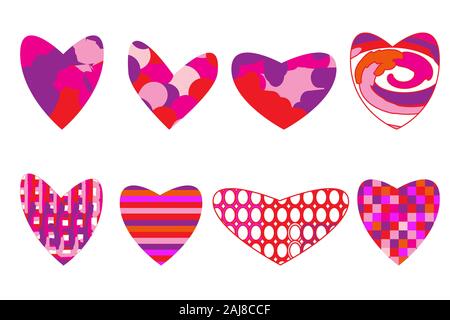 Herz auf weißem Hintergrund. Sammlung Herzen für Hochzeit und Valentine Design. Herz Icons, liebe Symbol Collection. Vektor. Stockfoto