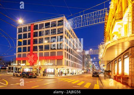 Europa, Schweiz, Genf, Weihnachtsdekorationen in der Altstadt Stockfoto