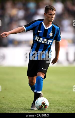 Lugano, Schweiz. 14. Juli, 2019: Sebastiano Esposito von FC Internazionale in Aktion während der Saison Fußball-Match zwischen dem FC Lugano und FC Internazionale. FC Internazionale gewann 2-1 über den FC Lugano. Credit: Nicolò Campo/Alamy Live Neue Stockfoto