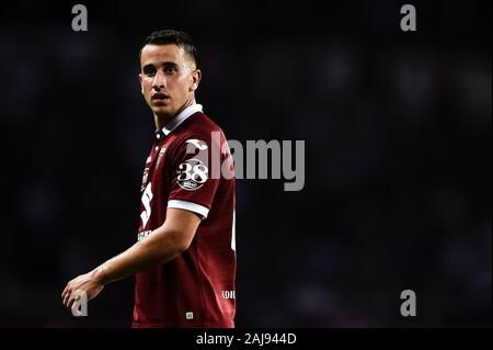 Turin, Italien. 8. August, 2019: Alejandro "Alex" berenguer von Torino FC sieht während der UEFA Europa League dritte Qualifying Runde Fußballspiel zwischen Torino FC und FC Shakhtyor Soligorsk. Torino FC gewann 5-0 über FC Shakhtyor Soligorsk. Credit: Nicolò Campo/Alamy leben Nachrichten Stockfoto