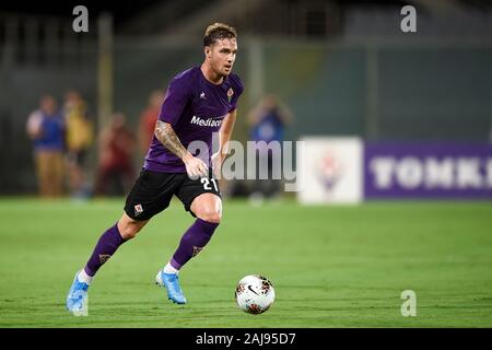 Florenz, Italien. 11. August 2019: Pol Lirola von ACF Fiorentina in Aktion während der Vorsaison freundlich Fußballspiel zwischen ACF Fiorentina und Galatasaray SK. ACF Fiorentina gewann 4-1 über Galatasaray SK. Credit: Nicolò Campo/Alamy leben Nachrichten Stockfoto