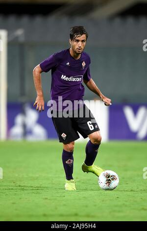 Florenz, Italien. 11. August 2019: Luca Ranieri von ACF Fiorentina in Aktion während der Vorsaison freundlich Fußballspiel zwischen ACF Fiorentina und Galatasaray SK. ACF Fiorentina gewann 4-1 über Galatasaray SK. Credit: Nicolò Campo/Alamy leben Nachrichten Stockfoto