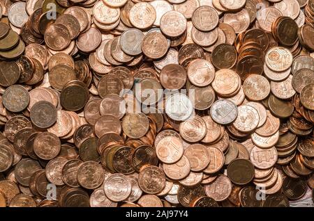 Hintergrund mit Euro Cent Münzen Stockfoto