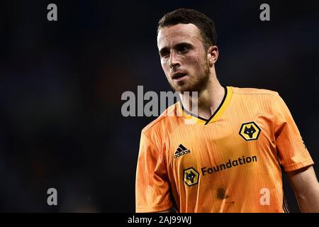 Turin, Italien. 22. August 2019: Diogo Jota von Wolverhampton Wanderers FC sieht während der UEFA Europa League Endspiel Fußballspiel zwischen Torino FC und Wolverhampton Wanderers FC. Wolverhampton Wanderers FC gewann 3-2 über Torino FC. Credit: Nicolò Campo/Alamy leben Nachrichten Stockfoto