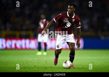 Turin, Italien. 22. August 2019: Soualiho Meite von Torino FC in Aktion während der UEFA Europa League Endspiel Fußballspiel zwischen Torino FC und Wolverhampton Wanderers FC. Wolverhampton Wanderers FC gewann 3-2 über Torino FC. Credit: Nicolò Campo/Alamy leben Nachrichten Stockfoto