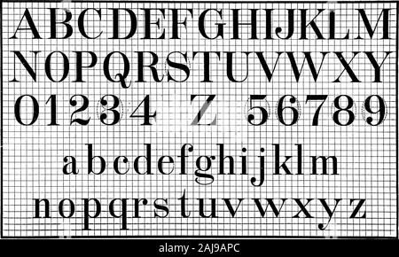 Beschriftung für Konstrukteure, Ingenieure und Studenten; ein praktisches System von Freehand Schriftzug für die Zeichnungen. ?T. Leuchtet  l ? Li! Platte, VI. Streitbeilegung VII. IL ICH^ (o^m[:&gt;^1 11 I S I*I^^^ 5? I8C I I I 1 ^^k^I ABrAEZHeiKAMJVS: onPZ T Y 9 X^S2 Stockfoto