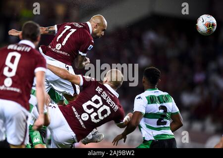 Turin, Italien. 25. August 2019: Simone Zaza von Torino FC punktet die öffnung Ziel während der Serie ein Fußballspiel zwischen Torino FC und US Sassuolo. Torino FC gewann 2-1 über uns Sassuolo. Credit: Nicolò Campo/Alamy leben Nachrichten Stockfoto