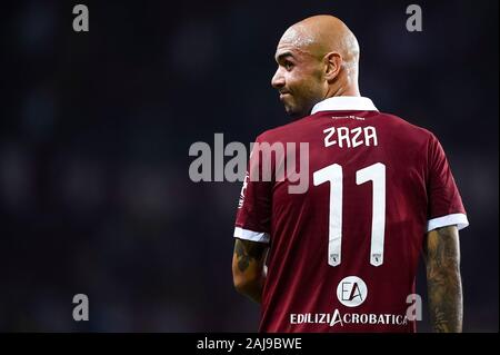 Turin, Italien. 25. August 2019: Simone Zaza von Torino FC sieht während der Serie ein Fußballspiel zwischen Torino FC und US Sassuolo. Torino FC gewann 2-1 über uns Sassuolo. Credit: Nicolò Campo/Alamy leben Nachrichten Stockfoto