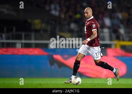 Turin, Italien. 25. August 2019: Simone Zaza von Torino FC in Aktion während der Serie ein Fußballspiel zwischen Torino FC und US Sassuolo. Torino FC gewann 2-1 über uns Sassuolo. Credit: Nicolò Campo/Alamy leben Nachrichten Stockfoto
