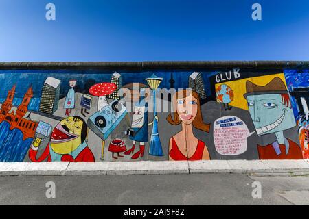 Jim Avignon, East Side Gallery, Mühlenstraße, Friedrichshain, Berlin, Deutschland Stockfoto