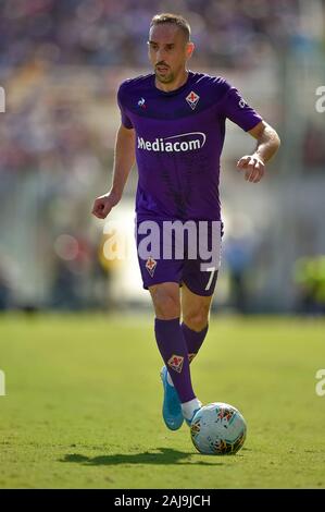 Florenz, Italien. 14. September 2019: Franck Ribery von ACF Fiorentina in Aktion während der Serie ein Fußballspiel zwischen ACF Fiorentina und Juventus Turin. Das Spiel endete mit einem 0:0 unentschieden. Credit: Nicolò Campo/Alamy leben Nachrichten Stockfoto