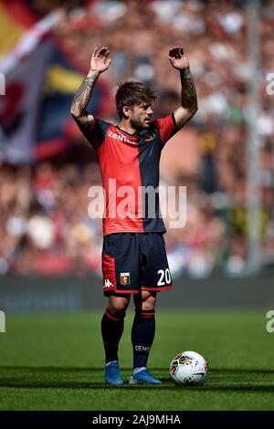 Genua, Italien. 15. September 2019: Lasse Schone von Genua CFC-Gesten während der Serie ein Fußballspiel zwischen Genua CFC und Atalanta BC. Atalanta BC gewann 2-1 über Genua CFC. Credit: Nicolò Campo/Alamy leben Nachrichten Stockfoto