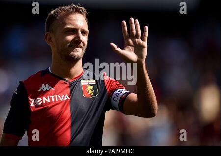 Genua, Italien. 15 September, 2019: Domenico Criscito von Genua CFC-Gesten vor der Serie ein Fußballspiel zwischen Genua CFC und Atalanta BC. Atalanta BC gewann 2-1 über Genua CFC. Credit: Nicolò Campo/Alamy leben Nachrichten Stockfoto