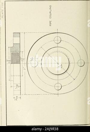 Cyclopedia Maschinenbau; eine allgemeine Nachschlagewerk Chefredakteur Howard Monroe Raymond unterstützt von einem Korps der mechanische Ingenieure, Techniker und Designer der höchsten professionellen stehen. Zoll; thesura dieser drei Dimensionen ist acht und Halb Zoll unddie Abmessungen von außerhalb auf der Montagezeichnung, wenn Atalle, müssen zustimmen. Es ist ein guter Plan, diese über-alldimensions hinzuzufügen, da es als Kontrolle dient und entlastet die Mechaniker von thenecessity der Addition von Brüchen. Formel für Blue-print Lösung. Lösen Sie gründlich und Filter. R Stockfoto