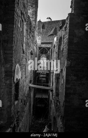 Renovierungsarbeiten an Burg Sovinec, Nordmähren, Tschechische Republik Stockfoto