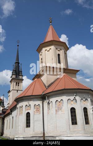 Externe Fresken, St Nicholas orthodoxe Kirche, gegründet 1292, Brasov, Siebenbürgen, Rumänien Stockfoto