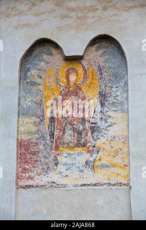 Externe Fresken, St Nicholas orthodoxe Kirche, gegründet 1292, Brasov, Siebenbürgen, Rumänien Stockfoto