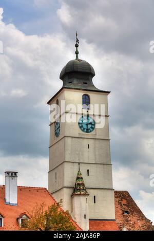 Rat Turm, Sibiu, Siebenbürgen, Rumänien Stockfoto