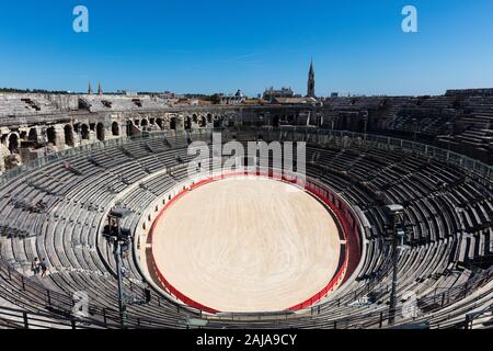 Stier kämpfen Arena Nimes (römisches Theater), Frankreich Stockfoto